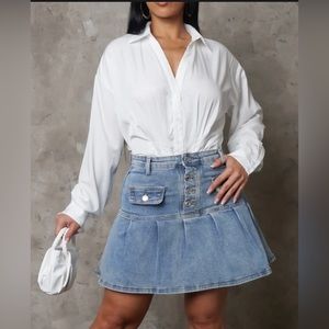 Take A Look Pleated Denim Skirt💣